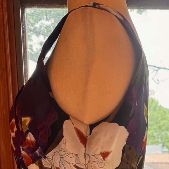 Tahari Purple Floral Sheath Dress Satin Polyester Blend, SZ 12, EUC - Picture 2 of 14